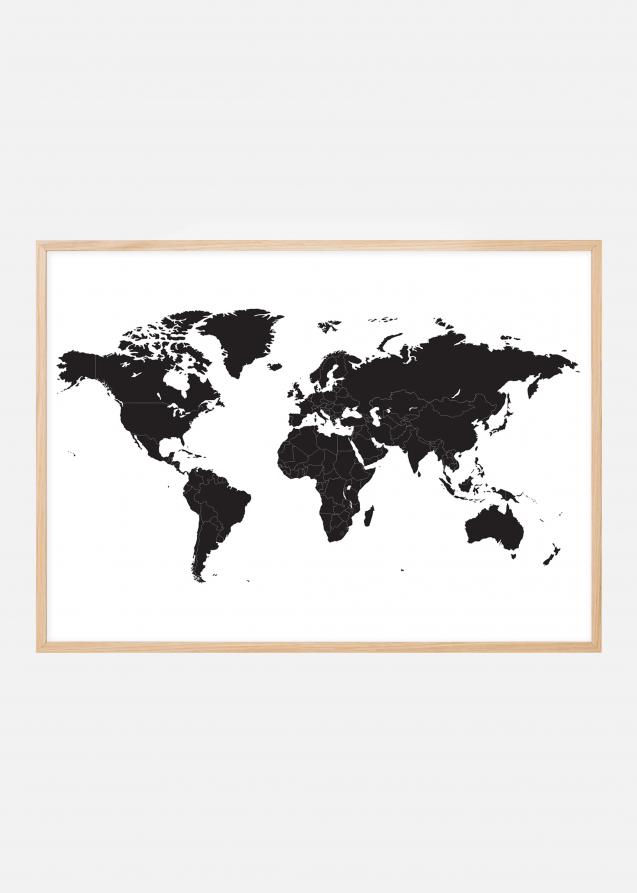 Weltkarte - Schwarz Poster
