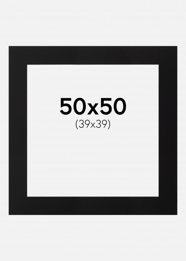 Passepartout Schwarz (schwarzer Kern) 50x50 cm (39x39)