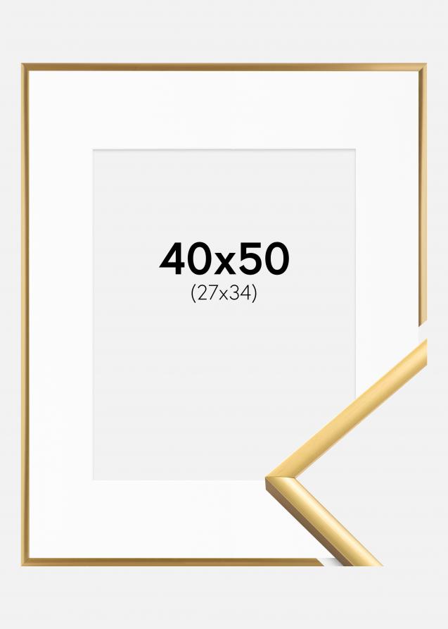 Rahmen New Lifestyle Shiny Gold 40x50 cm - Passepartout Weiß 28x35 cm