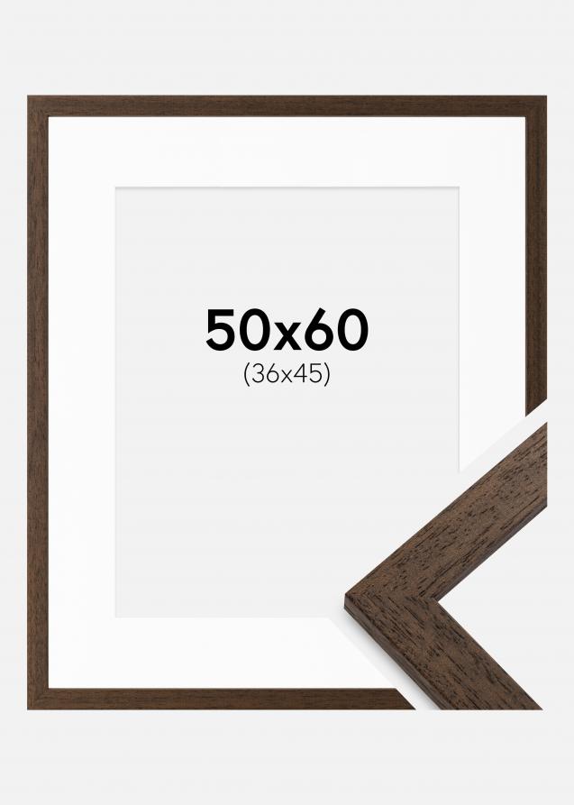 Rahmen Brown Wood 50x60 cm - Passepartout Weiß 37x46 cm