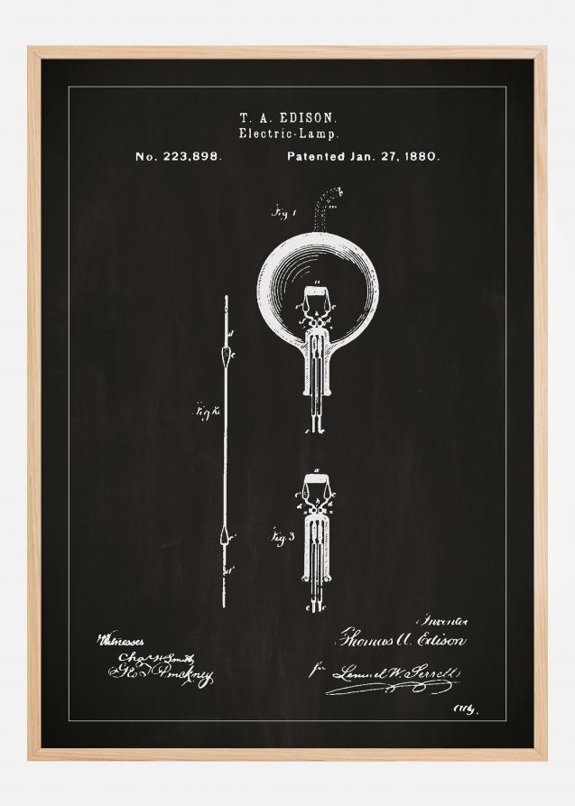 Patentzeichnung - Glühbirne B - Schwarz Poster