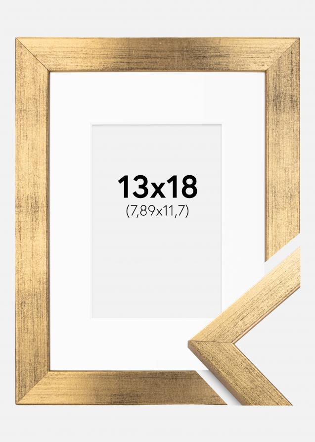 Rahmen Stilren Gold 13x18 cm - Passepartout Weiß 3,5x5 inches
