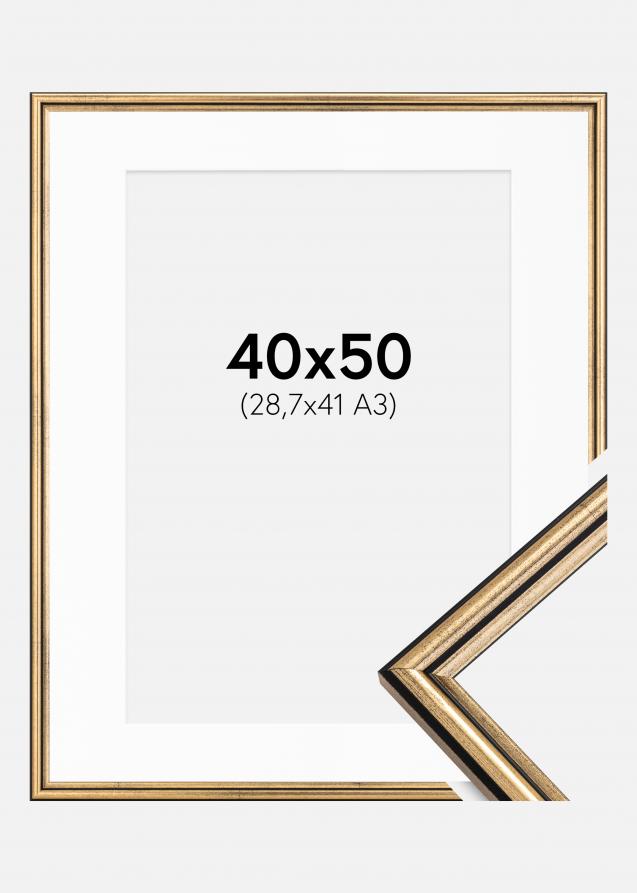 Rahmen Horndal Gold 40x50 cm - Passepartout Weiß 29,7x42 cm