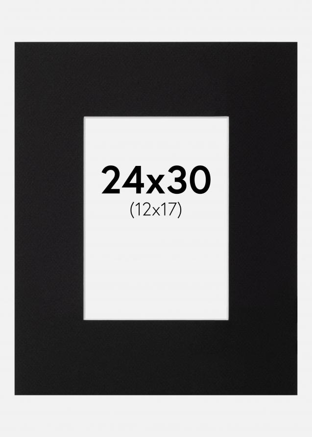 Passepartout XL Schwarz (weißer Kern) 24x30 cm (12x17)