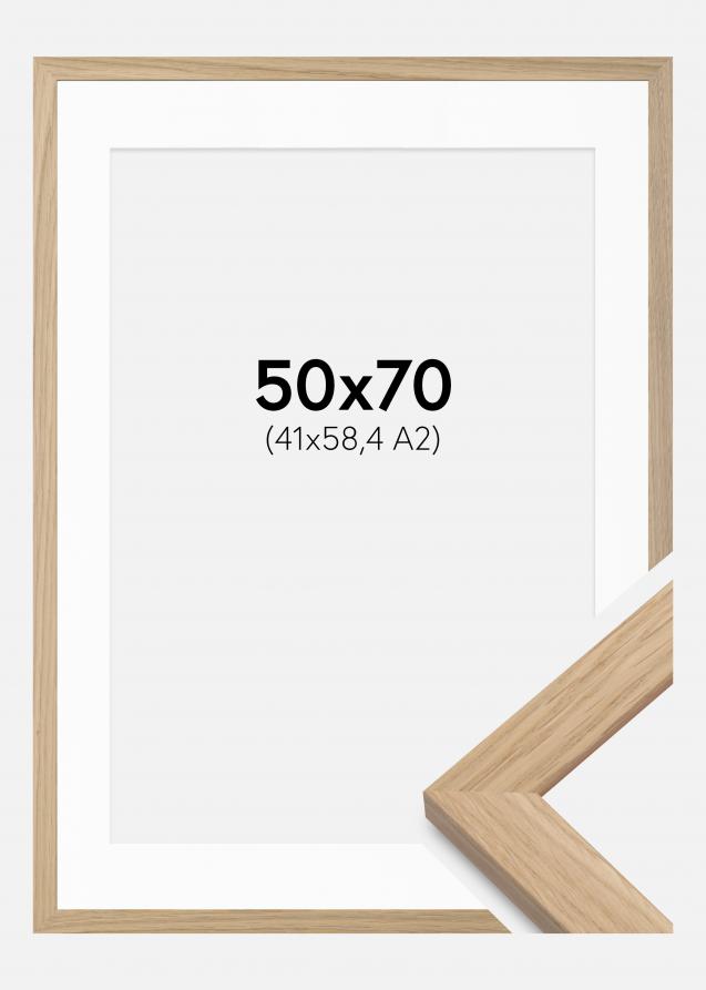 Rahmen Oak Wood 50x70 cm - Passepartout Weiß 42x59,4 cm (A2)
