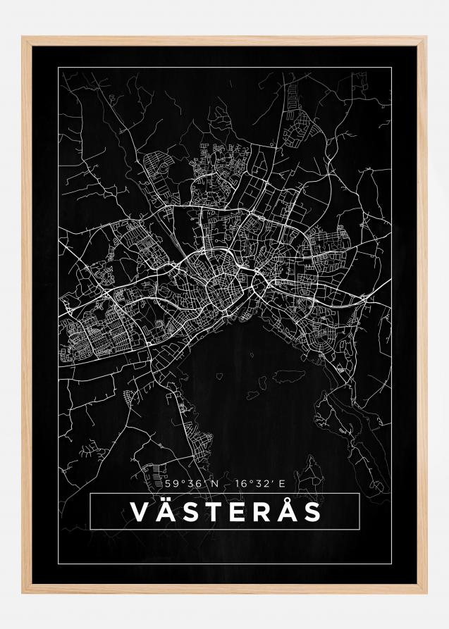 Map - Västerås - Black Poster