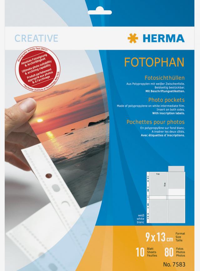 Herma Fototaschen 9x13 cm vertikal - 10er-Pack Weiß