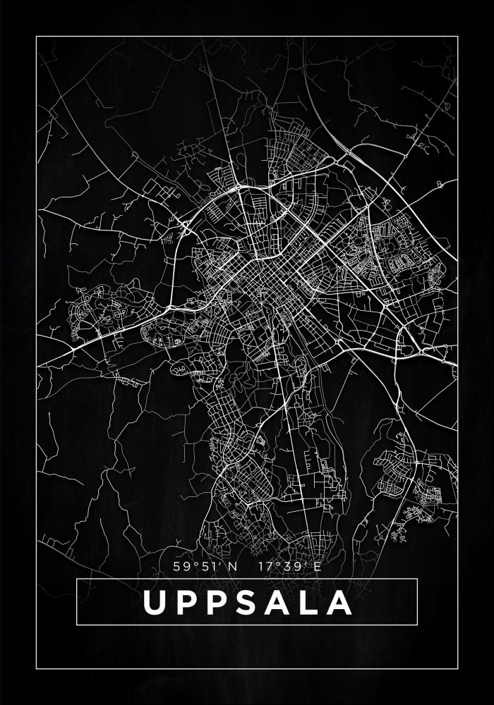 Map - Uppsala - Black Poster