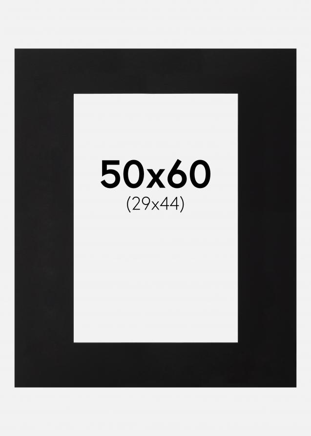 Passepartout Schwarz (schwarzer Kern) 50x60 cm (29x44)