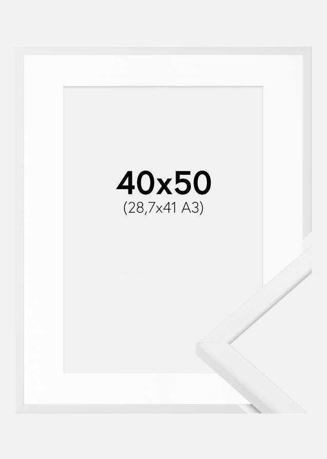 Rahmen Kaspar Weiß 40x50 cm - Passepartout Weiß 29,7x42 cm (A3)