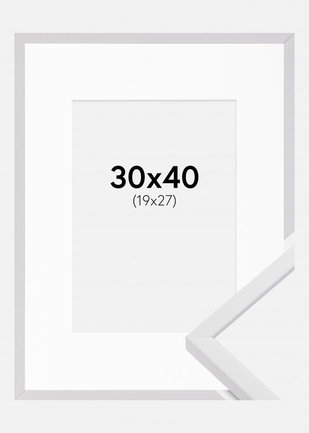 Rahmen E-Line Weiß 30x40 cm - Passepartout Weiß 20x28 cm