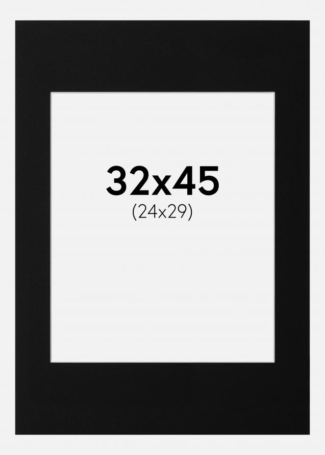 Passepartout Schwarz Standard (weißer Kern) 32x45 cm (24x29)