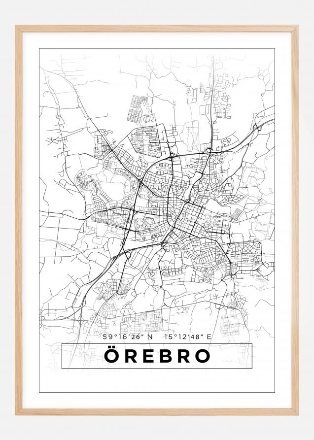 Map - Örebro - White Poster