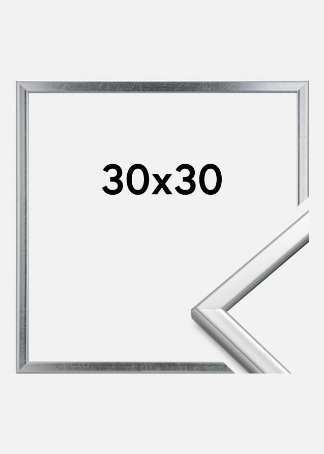 Rahmen Slim Matt Antireflexglas Silber 30x30 cm