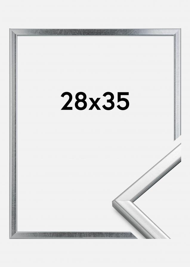 Rahmen Slim Matt Antireflexglas Silber 28x35 cm