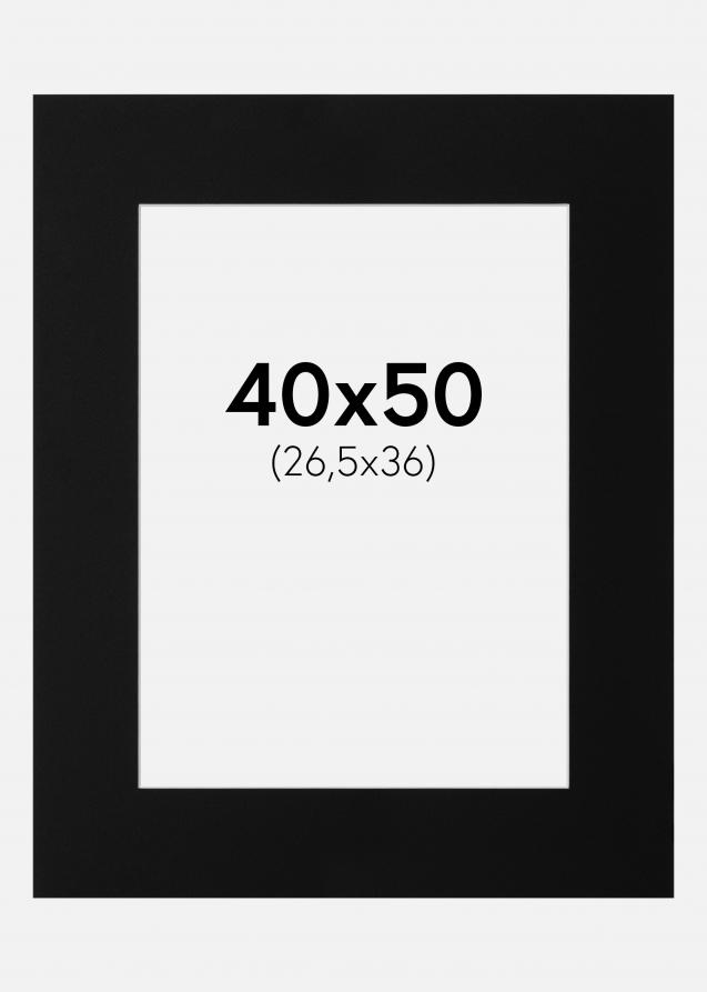 Passepartout Schwarz Standard (weißer Kern) 40x50 cm (26,5x36)