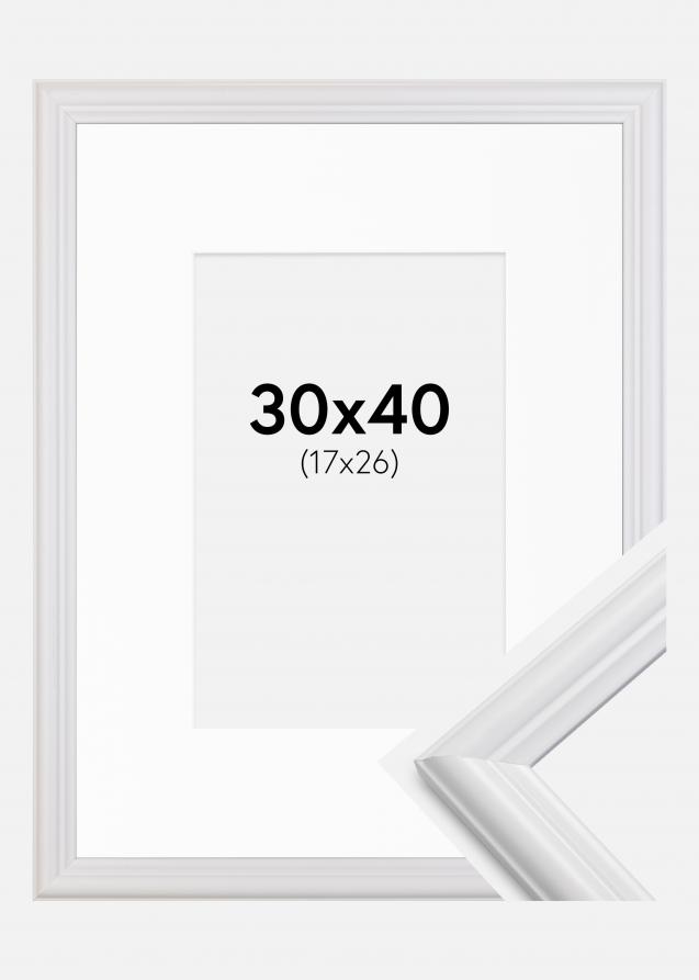 Rahmen Siljan Weiß 30x40 cm - Passepartout Weiß 18x27 cm