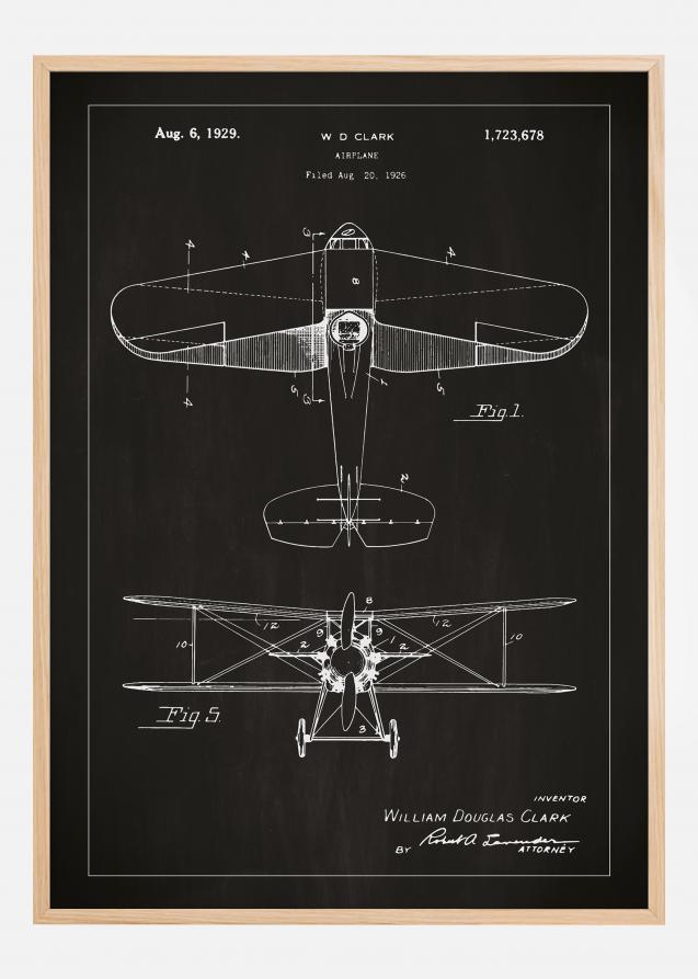 Patentzeichnung - Flugzeug - Schwarz Poster