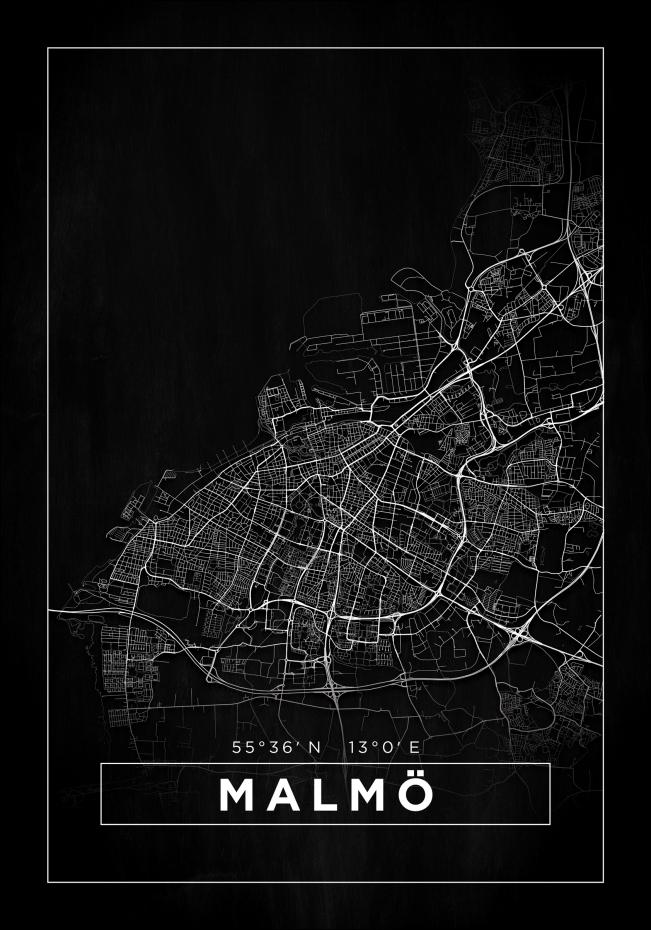 Map - Malm - Black Poster