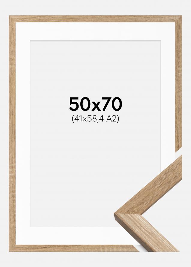 Rahmen Fiorito Helle Eiche 50x70 cm - Passepartout Weiß 42x59,4 cm