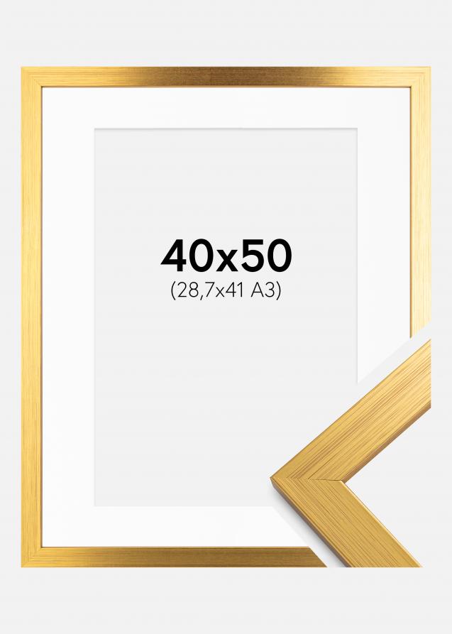 Rahmen Gold Wood 40x50 cm - Passepartout Weiß 29,7x42 cm (A3)