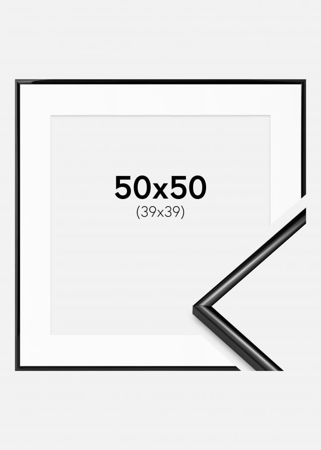 Rahmen Scandi Schwarz 50x50 cm - Passepartout Weiß 40x40 cm