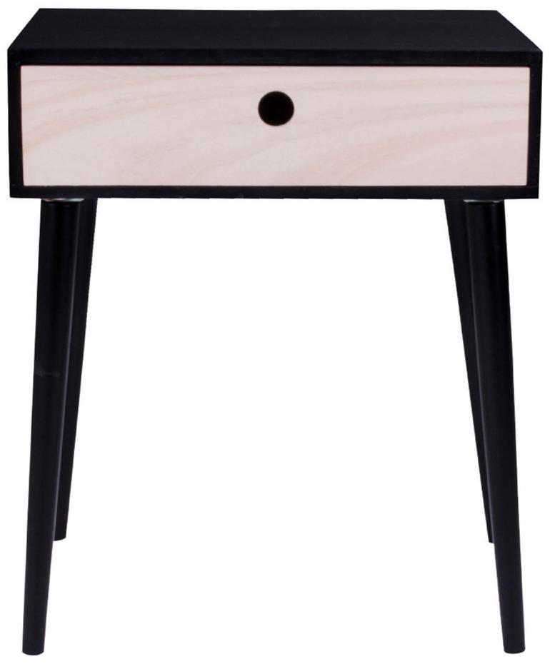 Nachttisch, Ablagetisch Parma 32x45 cm - Schwarz/Holz