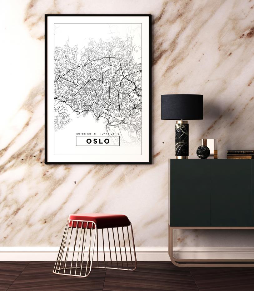 Map - Oslo - White Poster