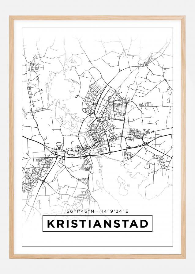 Map - Kristianstad - White Poster