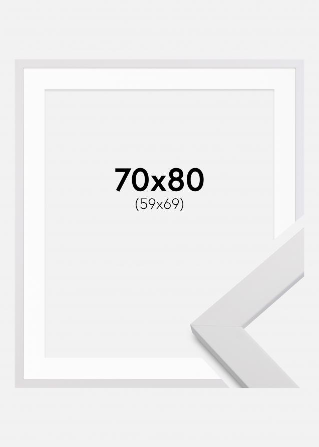 Rahmen White Wood 70x80 cm - Passepartout Weiß 60x70 cm