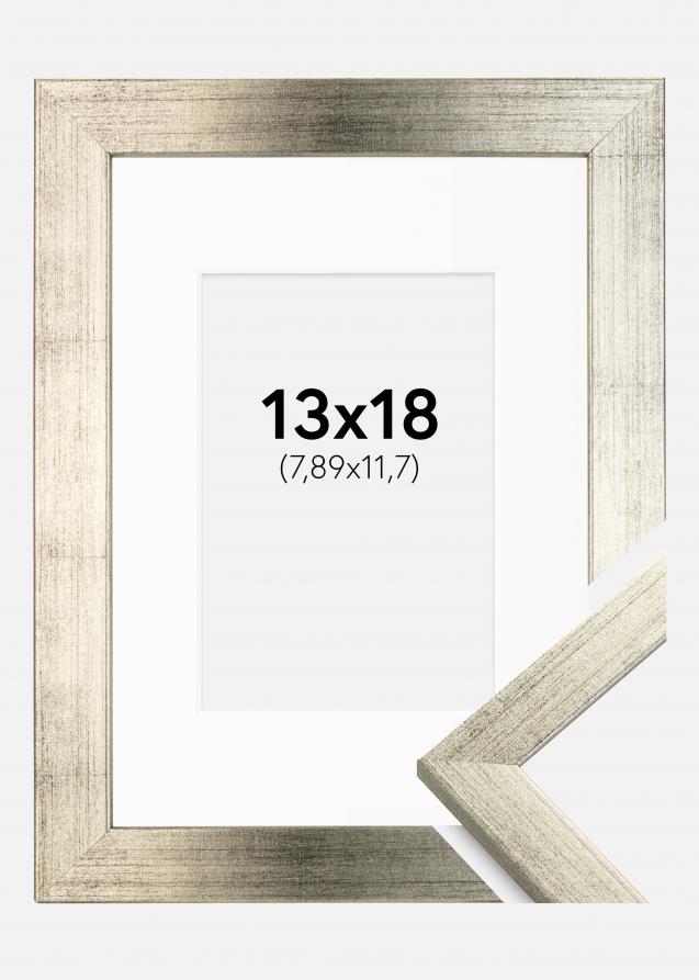Rahmen Stilren Silber 13x18 cm - Passepartout Weiß 3,5x5 inches