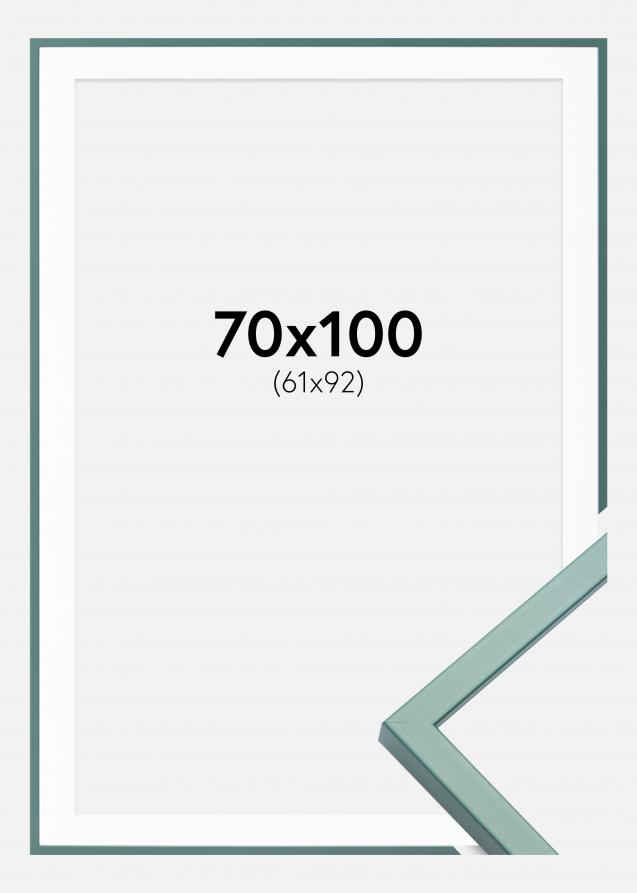 Rahmen E-Line Grün 70x100 cm - Passepartout Weiß 62x93 cm