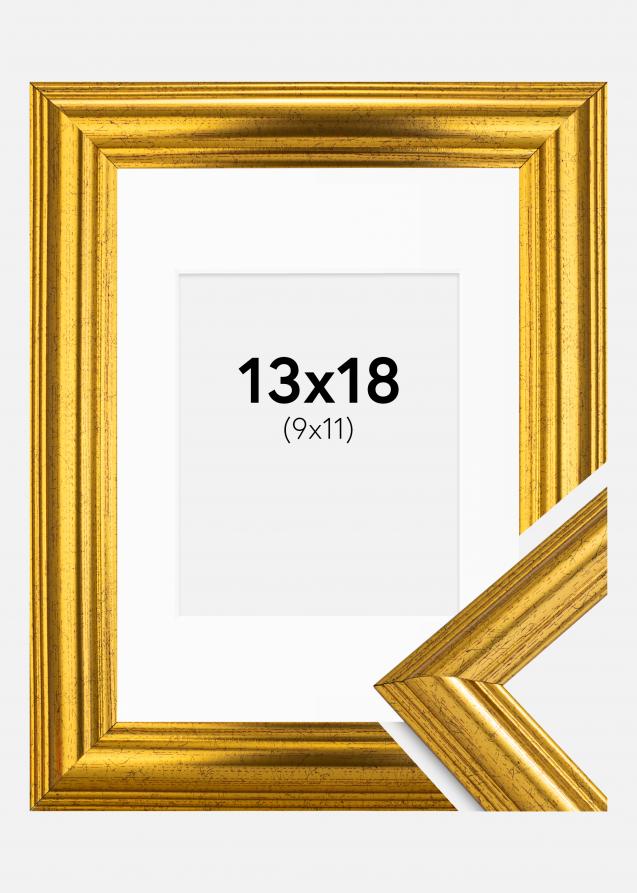 Rahmen Västkusten Gold 13x18 cm - Passepartout Weiß 10x12 cm