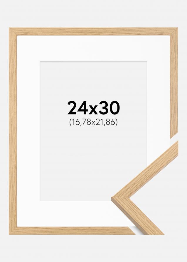 Rahmen Galant Eiche 24x30 cm - Passepartout Weiß 7x9 inches