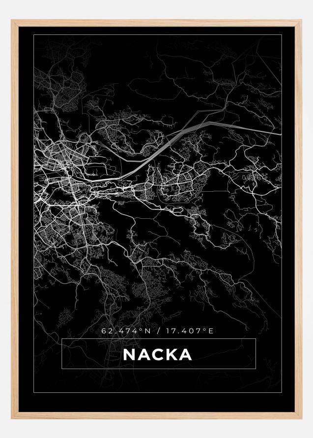 Map - Nacka - Black Poster