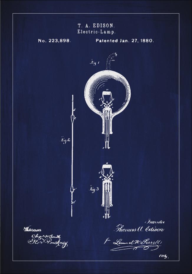 Patentzeichnung - Glhbirne B - Blau Poster