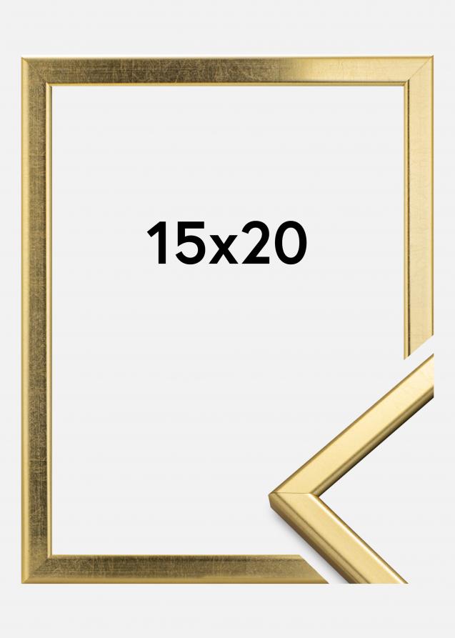 Rahmen Slim Matt Antireflexglas Gold 15x20 cm