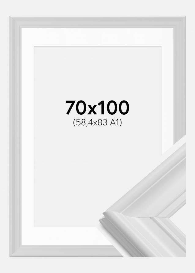 Rahmen Mora Premium Weiß 70x100 cm - Passepartout Weiß 59,4x84 cm (A1)