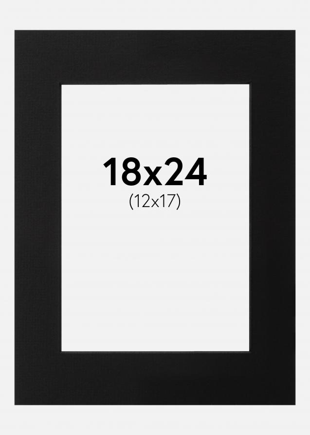 Passepartout Schwarz (schwarzer Kern) 18x24 cm (12x17)