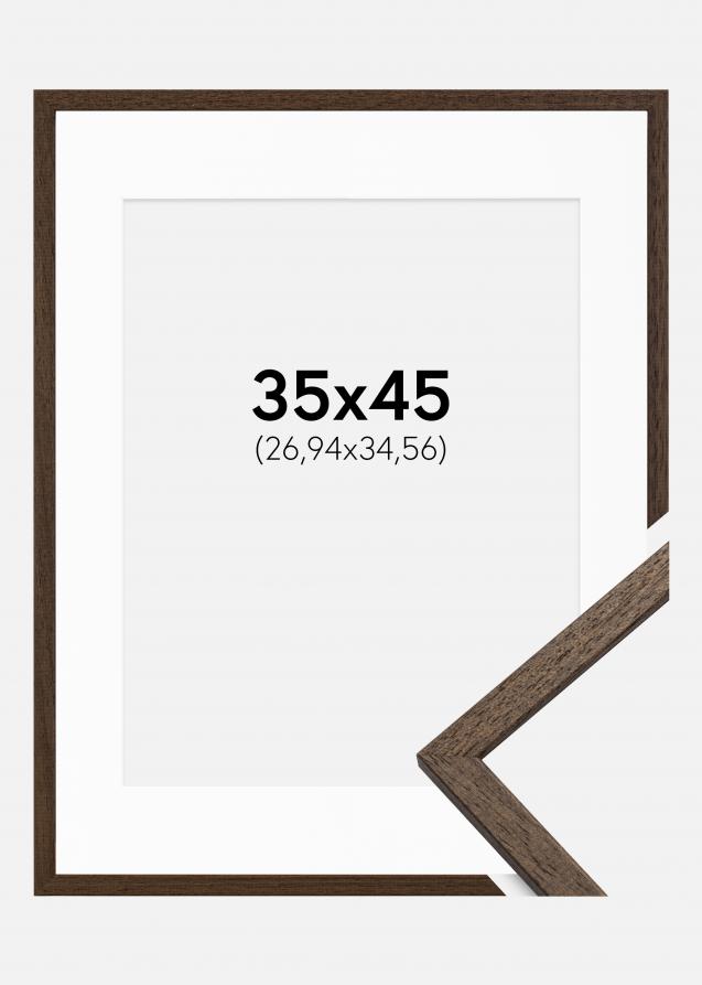 Rahmen Edsbyn Walnuss 35x45 cm - Passepartout Weiß 11x14 inches