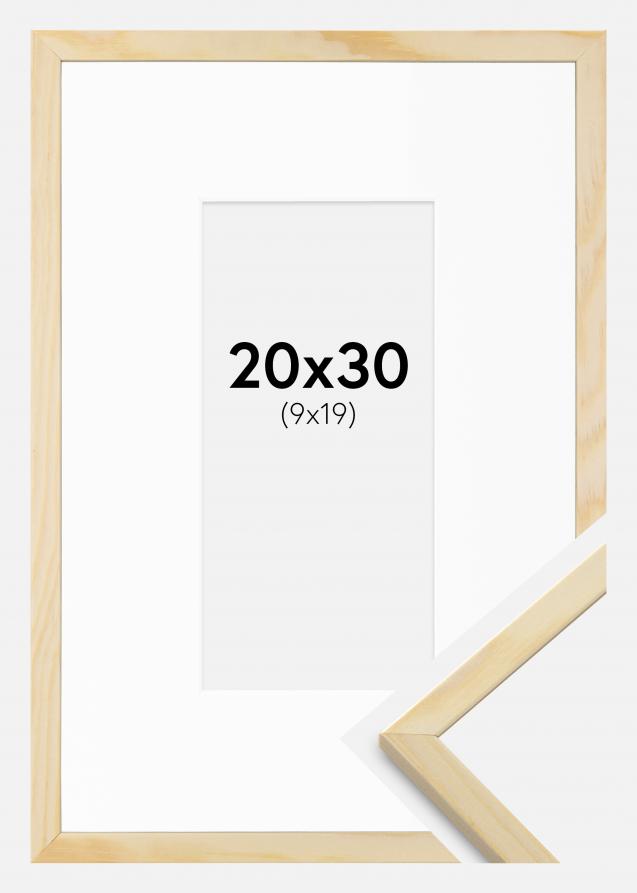 Rahmen Galant Kiefer 20x30 cm - Passepartout Weiß 10x20 cm