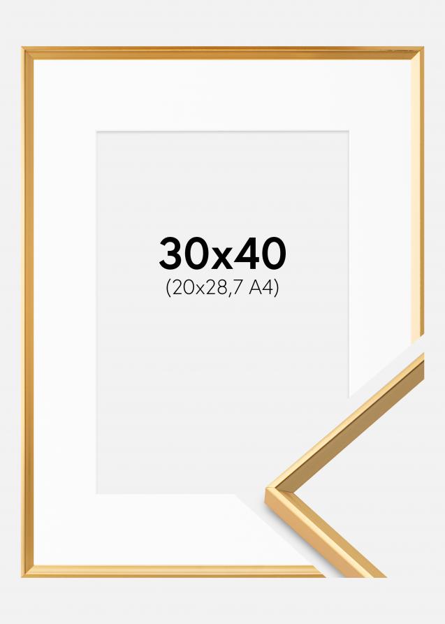 Rahmen Desire Gold 30x40 cm - Passepartout Weiß 21x29,7 cm (A4)