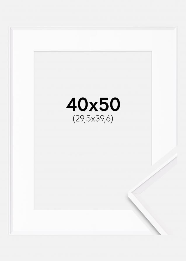 Rahmen Desire Weiß 40x50 cm - Passepartout Weiß 12x16 inches