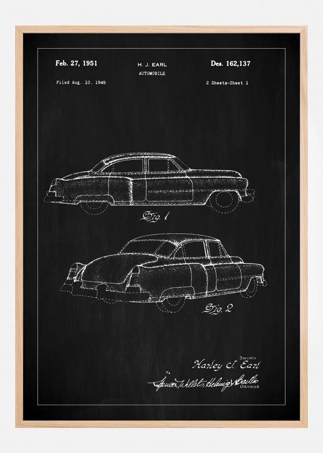 Patentzeichnung - Cadillac I - Schwarz Poster