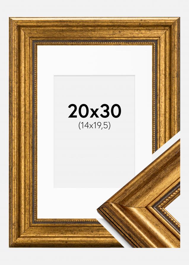 Rahmen Rokoko Gold 20x30 cm - Passepartout Weiß 15x21 cm (A5)