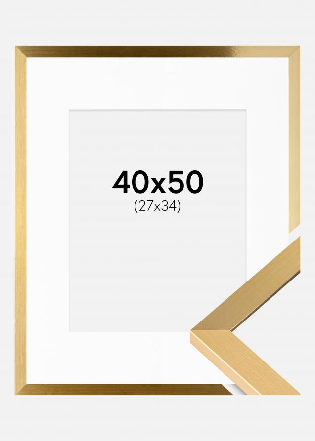 Rahmen Selection Gold 40x50 cm - Passepartout Weiß 28x35 cm