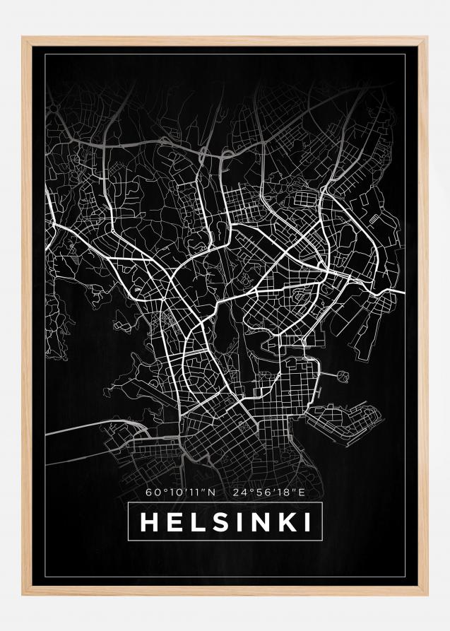 Map - Helsinki - Black Poster