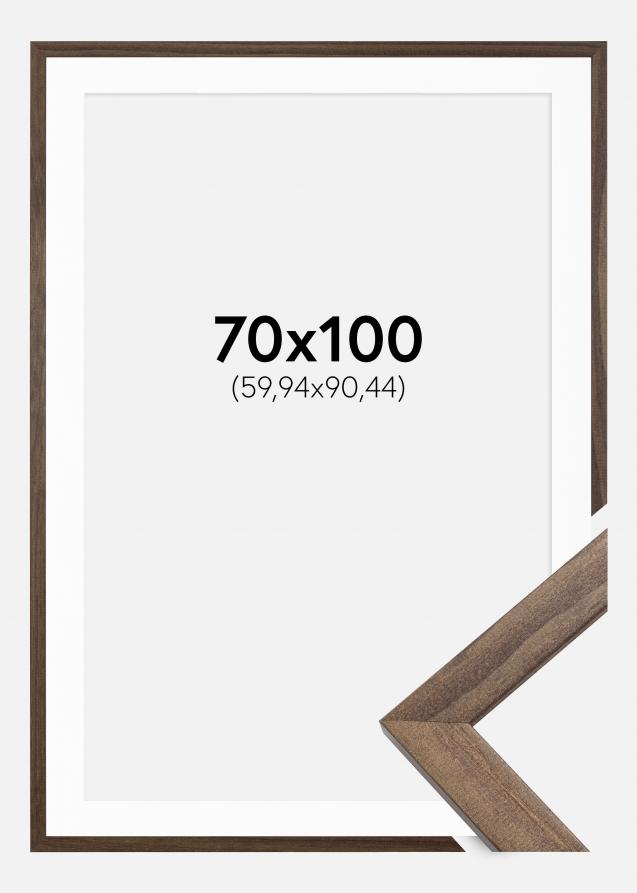 Rahmen Stilren Walnuss 70x100 cm - Passepartout Weiß 24x36 inches