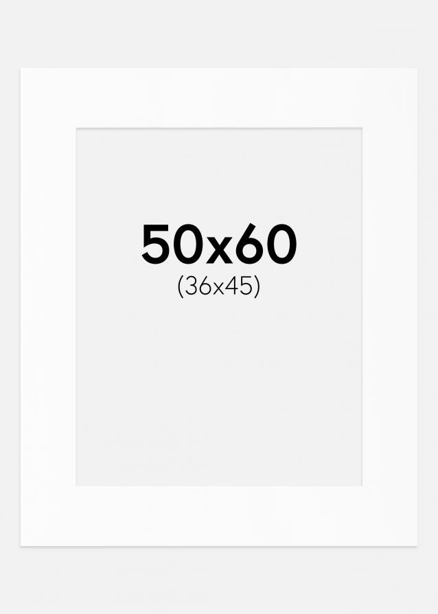 Passepartout Weiß Standard (weißer Kern) 50x60 cm (36x45)
