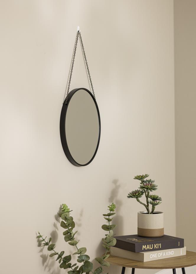 Runder Spiegel Modern Deep Schwarz 41 cm 